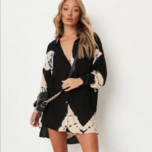 Missguided | Dresses | Petite Black Tie Dye Oversized Dip Back Shirt Dress  | Poshmark